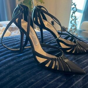 Jimmy Choo Black Heels Pumps Buckle Strap Cutouts